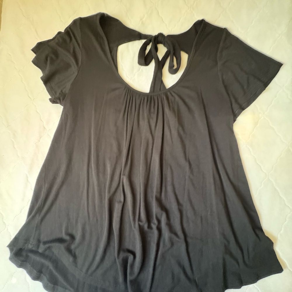 Women's Black Tie-Back Top